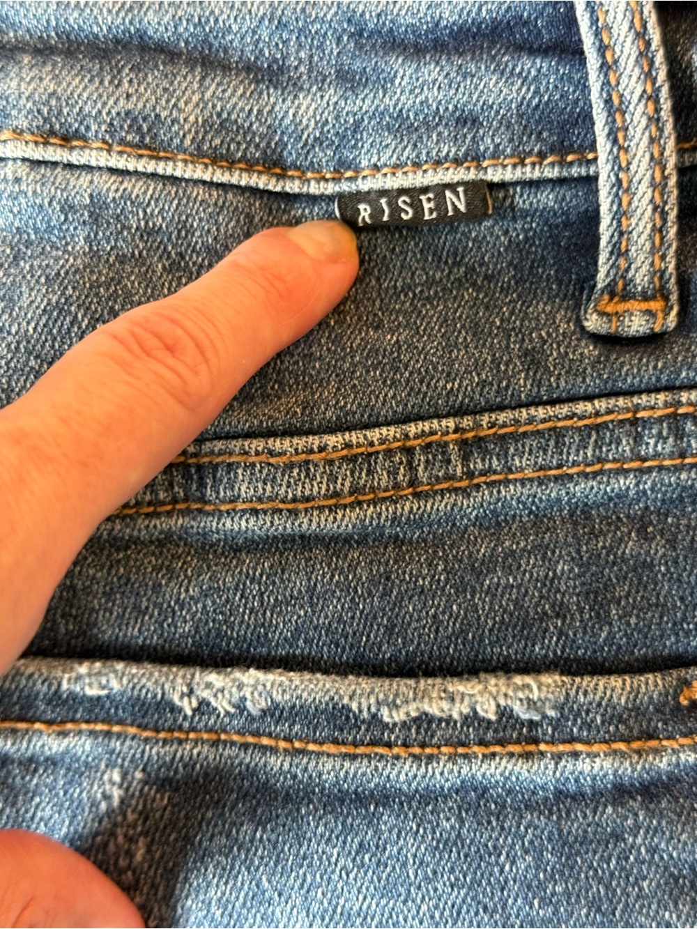 Risen by W.O. Denim Dark Blue Washed Cutoff Jean Shorts - Picture 14 of 14